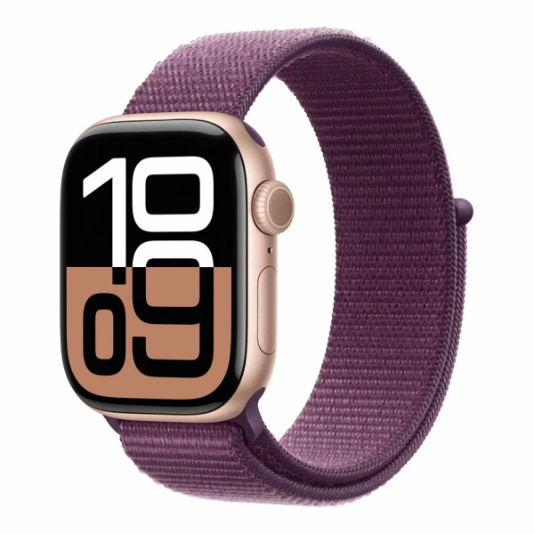 Apple Watch Series 10 46mm Aluminum Rose Gold Case Plum Sport Loop