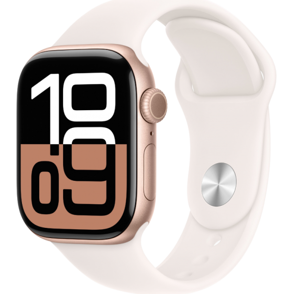 Apple Watch Series 10 46mm Aluminum Rose Gold Case Light Blush Sport Band S/M